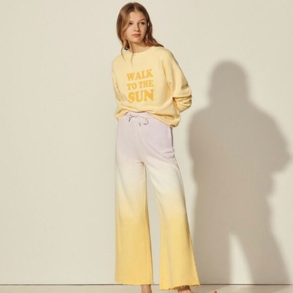 Sandro Paris‎ Tie Dye Ombré Pastel Sweatpants Size Medium FR 38 Wide Leg - Picture 1 of 15